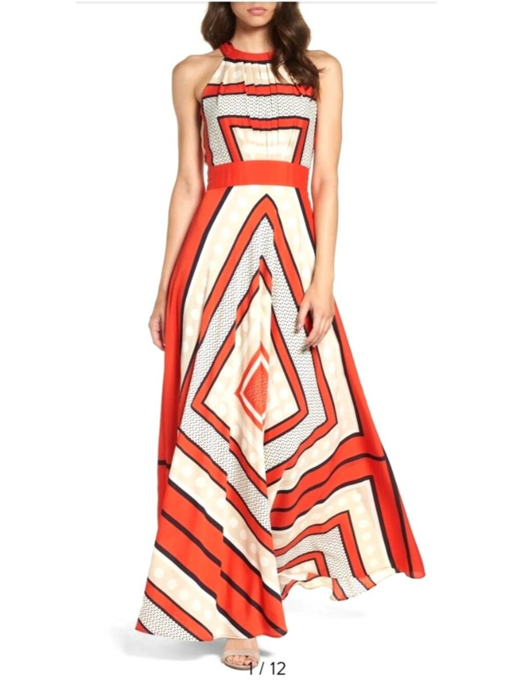Eliza J Geometric Print Halter Neck Maxi Dress 14